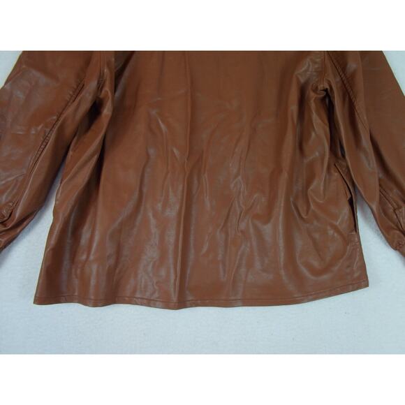 Gigio Vegan Leather Button Shirt Shacket Jacket Medium Brown Women's Size XL - Picture 11 of 13